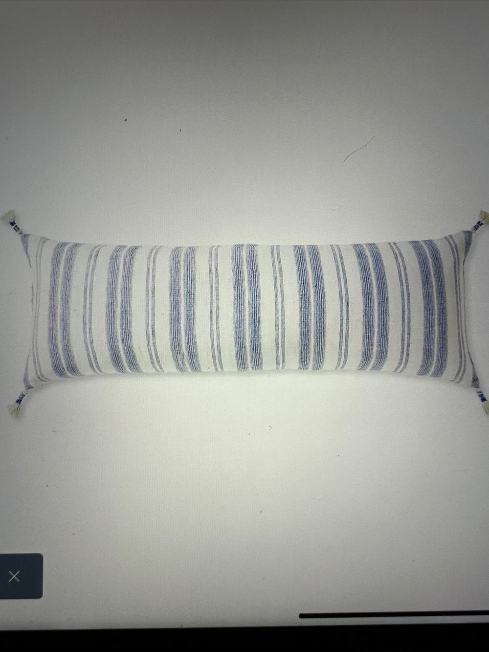 Serena & Lily French Blue and White Striped Lumbar Pillow 14x40